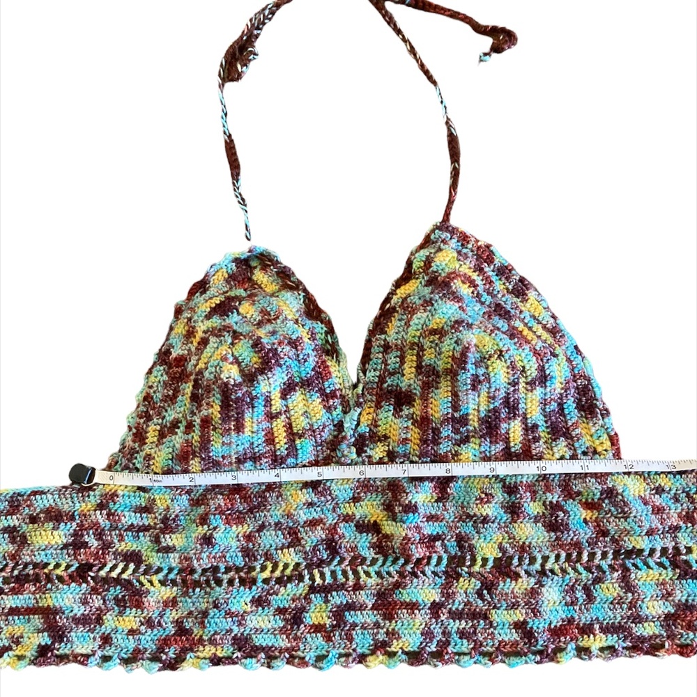 OOAK Tie Dye Crochet Crop Top Handmade Adjustable One Size fits S-L - Picture 13 of 16